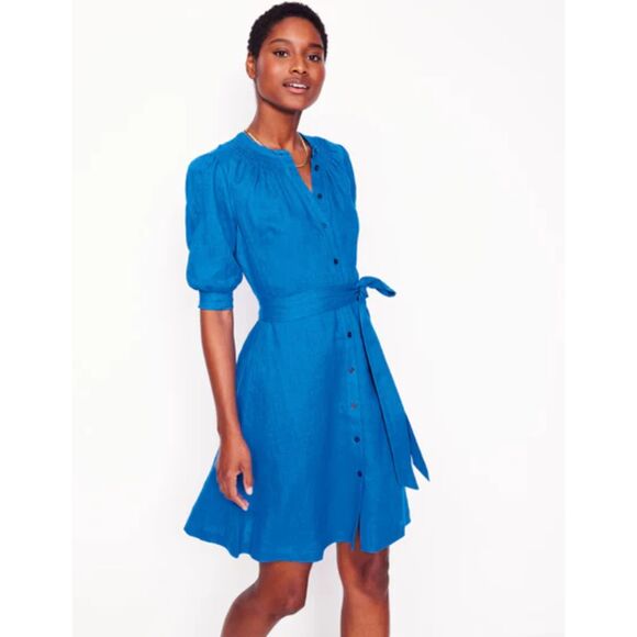 Boden Dresses & Skirts - BODEN Ada Linen Short Dress Cerulean Blue - Size 2